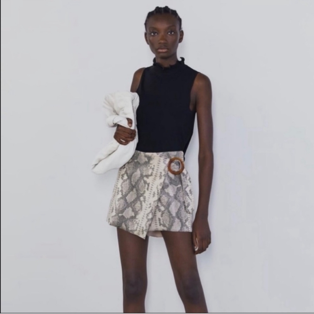 Zara NWTs Faux Snake Skin Asymmetrical Skort